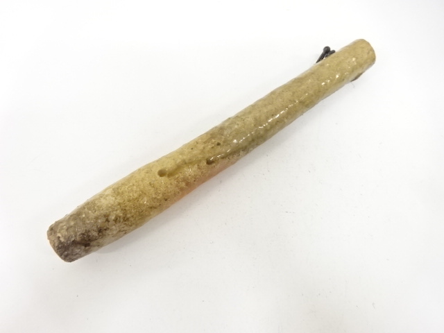  信楽焼　寺垣外窯　杉本貞光造　尺八　掛花入(大徳寺：立花大亀書付)